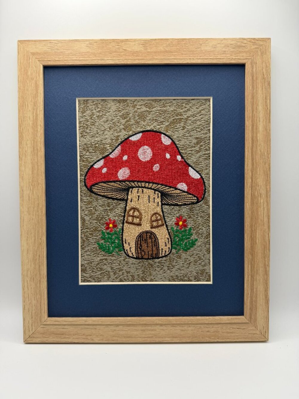 Homemade Mushroom Cottage Embroidery Art - Picture 1 of 7